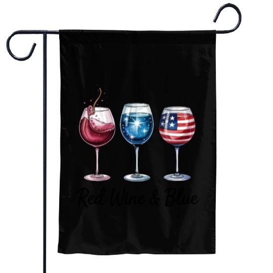 4th of July Red Wine Blue Garden Flags