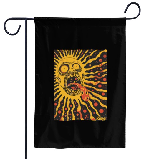 Screaming Sun Face with Trippy Tongue Garden Flags