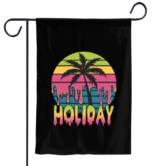 Vibrant Tropical Holiday Vibes With Sunset and Garden Flags