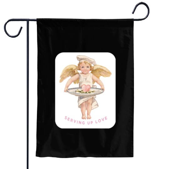 Chef Cook Valentine SERVING UP LOVE Cupid Angel Garden Flags