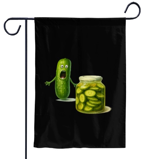 Funny Pickle Cartoon Cute Dill Pickle Jar Reaction Garden Flags