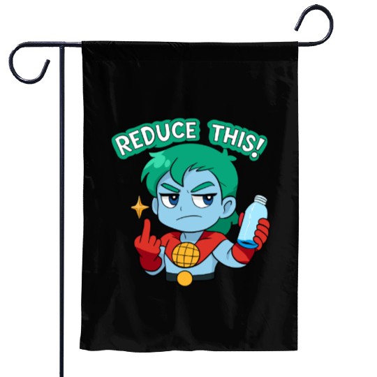 Chibi Style Captain Planet Reduce This!Design Garden Flags