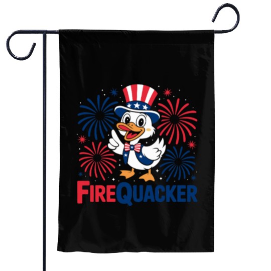 Womens Duck Firequacker Patriotic Fourth of July I Garden Flags