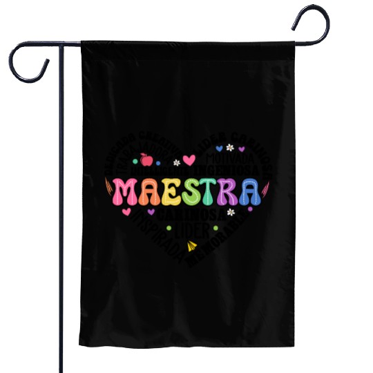 Teacher Maestra Spanish Teacher Heart Garden Flags