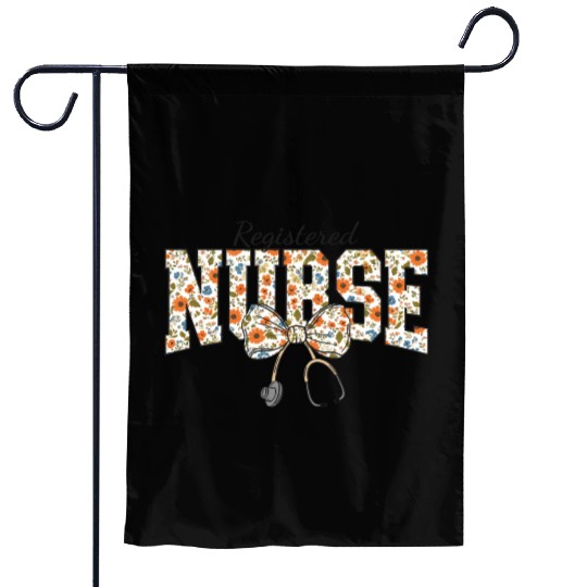 Registered Nurse Coquette Bow Floral Garden Flags