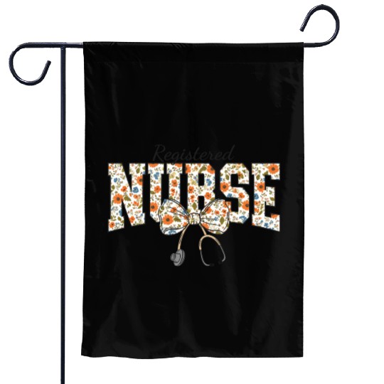Registered Nurse Coquette Bow Floral Garden Flags