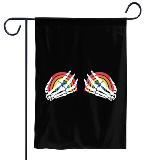 LGBTQ Skeleton Hand Rainbow Garden Flags