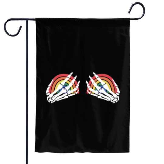LGBTQ Skeleton Hand Rainbow Garden Flags