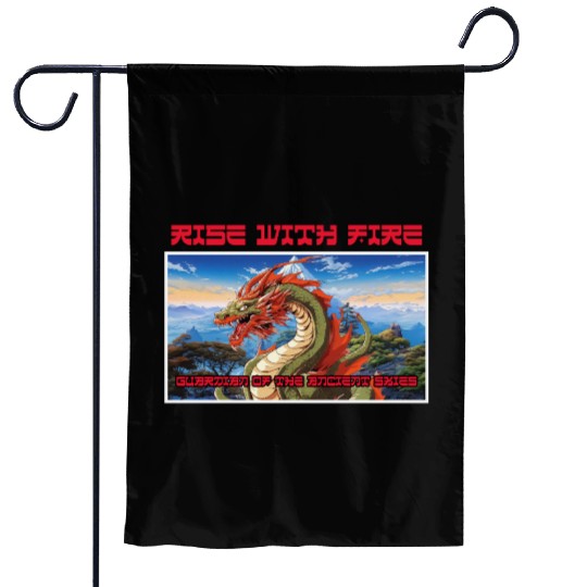 Rise With Fire Guardian Dragon Roaring Garden Flags