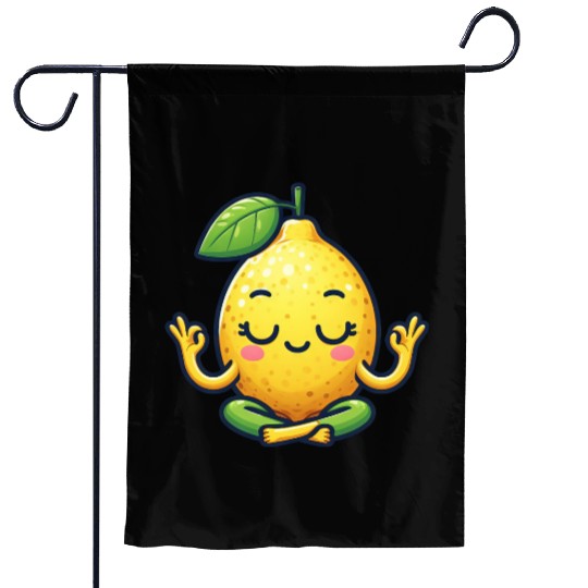 Funny lemon yoga meditation relaxation chill carto Garden Flags