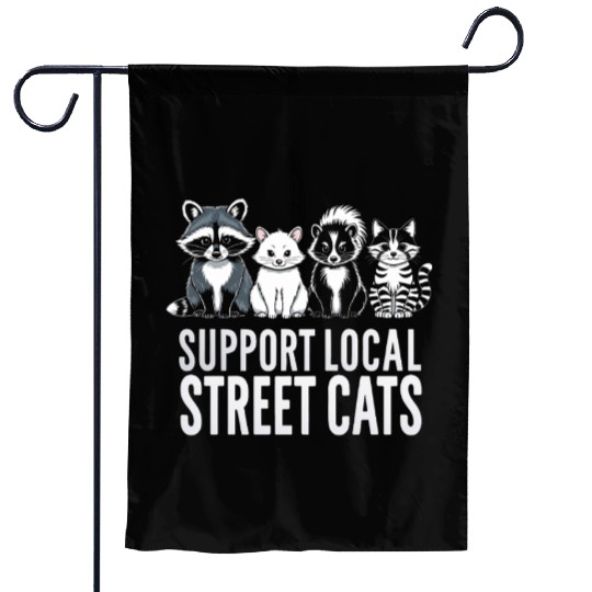 Support Local Street Cats Opossum Raccoon Garden Flags