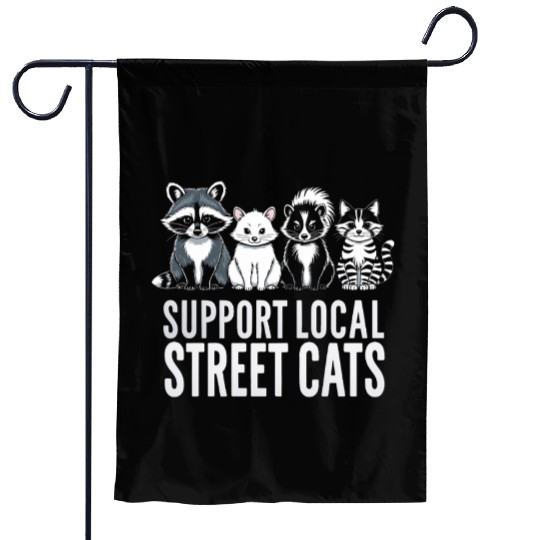 Support Local Street Cats Opossum Raccoon Garden Flags