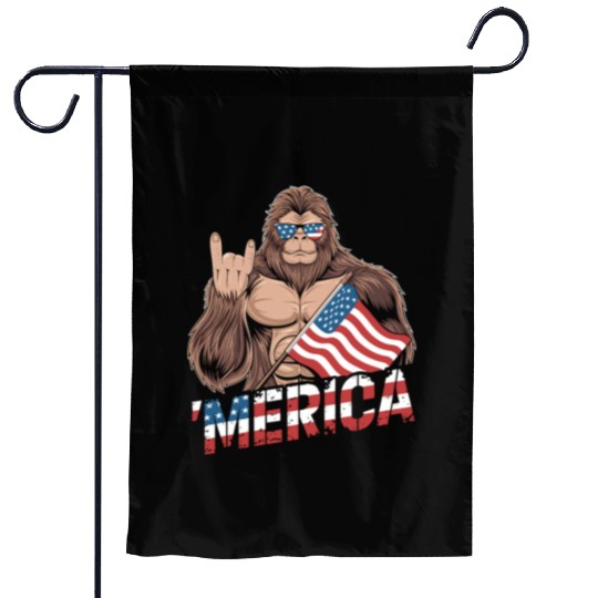 Patriotic Bigfoot with US Flag Garden Flags