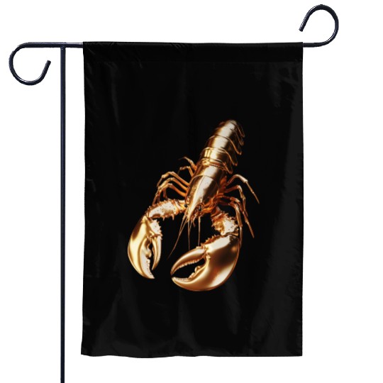 Golden Lobster – Elegant 3D Sea Animal Art Garden Flags