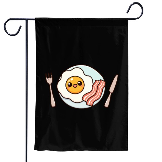 Whimsical Sunny Side Fried Egg Design Garden Flags