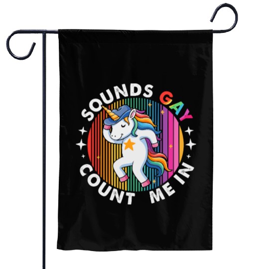 Dancing Unicorn Cowboy Hat Garden Flags