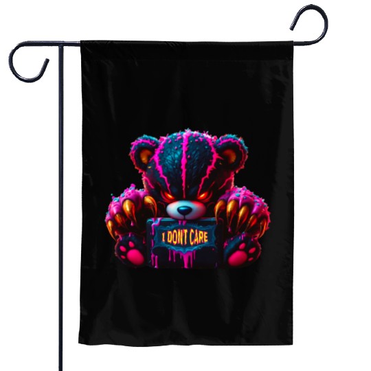 Angry Neon Bear "I DON'T CARE" – Edgy Graffiti  Garden Flags