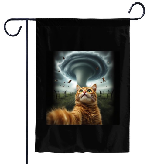 Funny Tornado Cat Selfie Flying Cow Meme Garden Flags