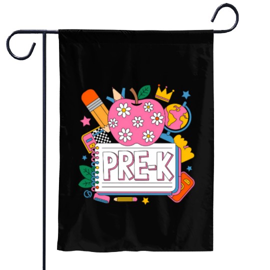 Pre K Teacher Back To School Apple Notebook Garden Flags