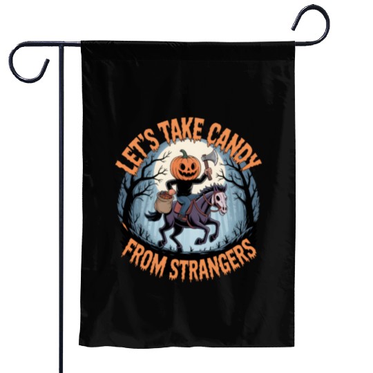 Funny Halloween Pumpkin Head Horseman Garden Flags