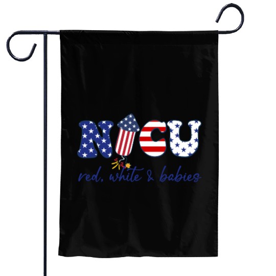 NICU Patriotic Red White Babies Garden Flags