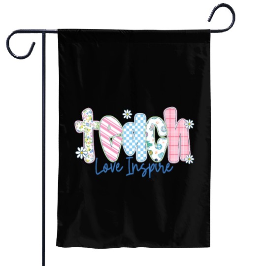 Preppy Teacher Teach Love Inspire Garden Flags
