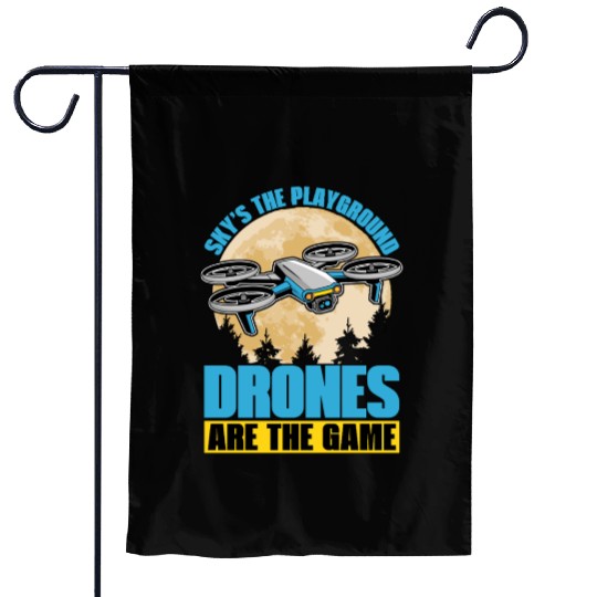 Drone Enthusiast Sky's The Playground Quadcopter Garden Flags