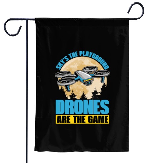 Drone Enthusiast Sky's The Playground Quadcopter Garden Flags