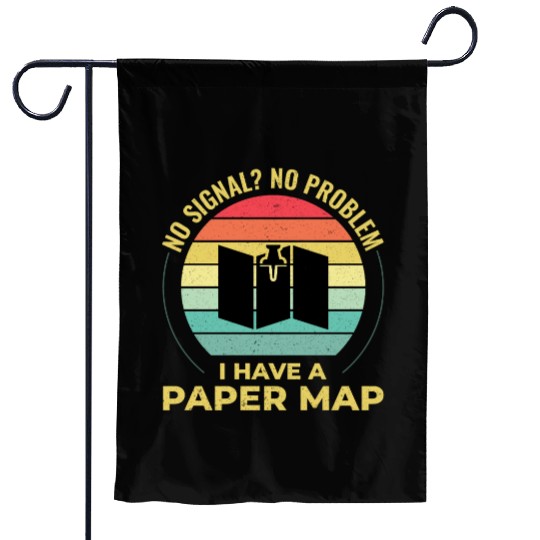 GIS Analyst Map Pin Sunset Retro Garden Flags
