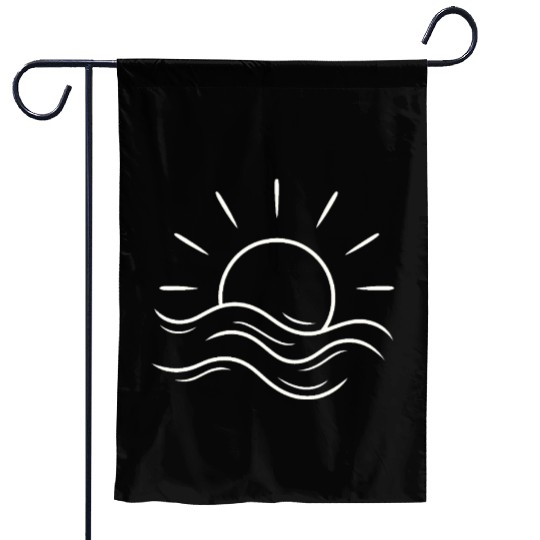 Serene Sunrise Over the Ocean Waves Garden Flags