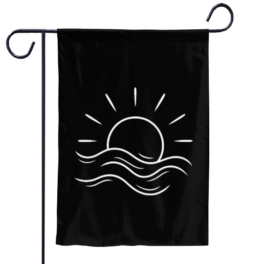 Serene Sunrise Over the Ocean Waves Garden Flags