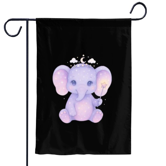 Celestial Baby Elephant Magical Nursery Girl Art Garden Flags