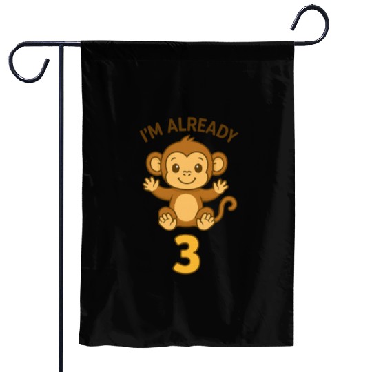 I am already 3 – Monkey Edition Garden Flags