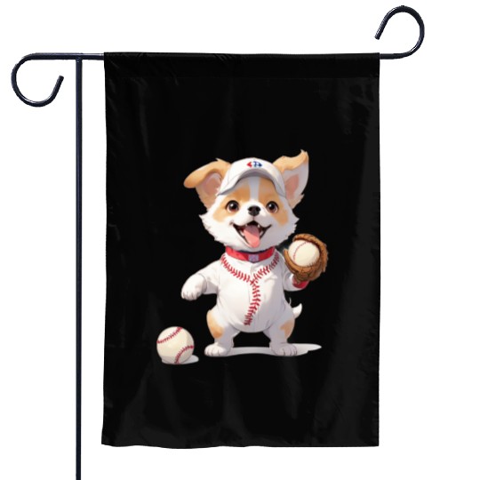 Dog Baseball Player Puppy Garden Flags