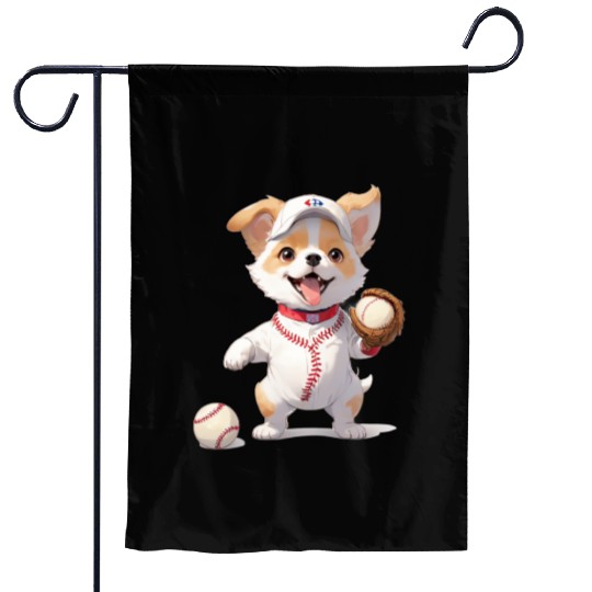 Dog Baseball Player Puppy Garden Flags