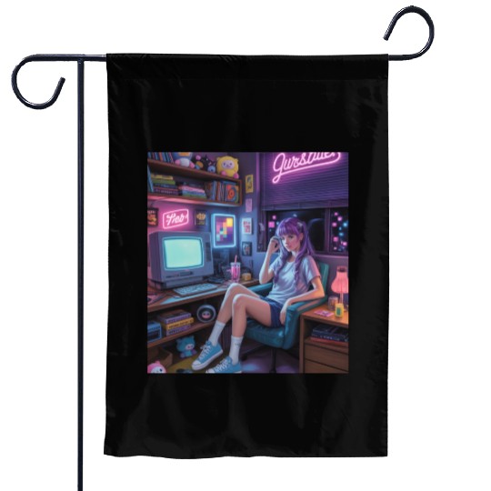 Y2K Gamer Girl Vibes – Retro Tech & Neon Room Aest Garden Flags