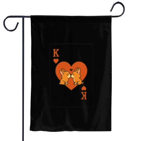 Du Du Corgi King of Hearts – Cute Poker Card Garden Flags