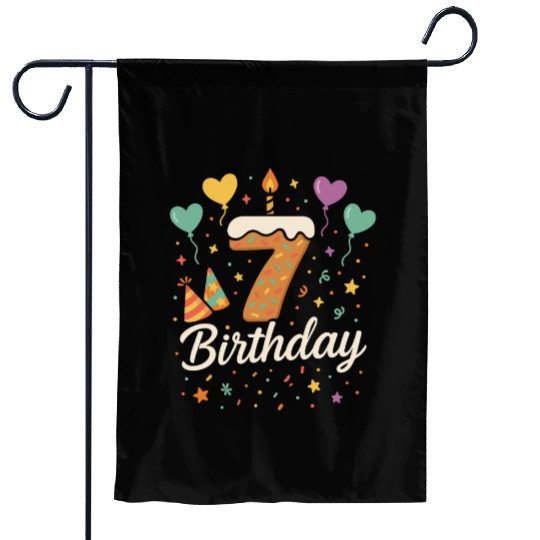 7th Birthday Garden Flags for Kids