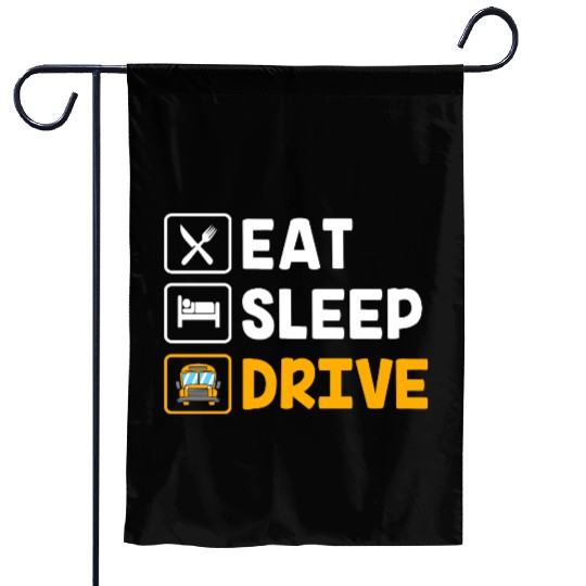 School Buse Funny School Bus Driver Garden Flags