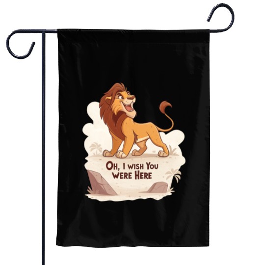 Lonely Lion Longing Garden Flags