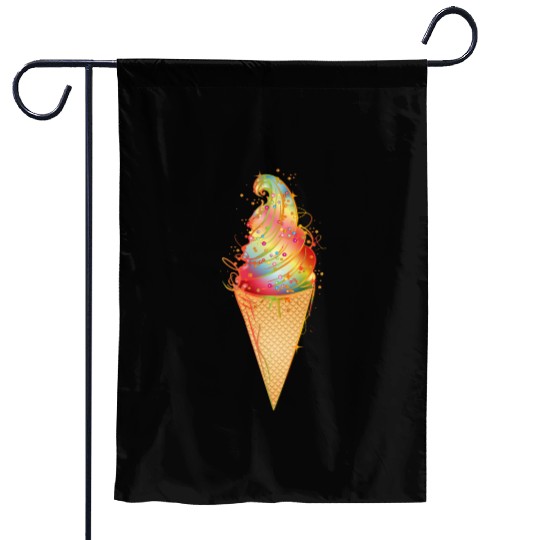 Artfully decorated ice cream in a waffle cone Garden Flags