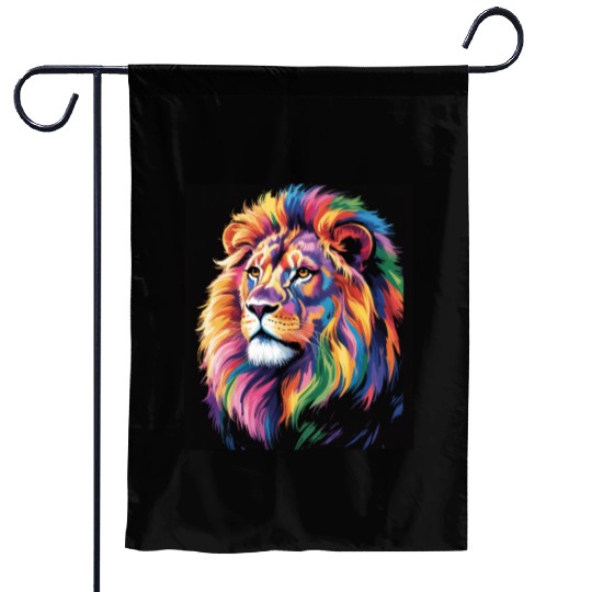 Pride and Power – Majestic Rainbow Lion Head Garden Flags