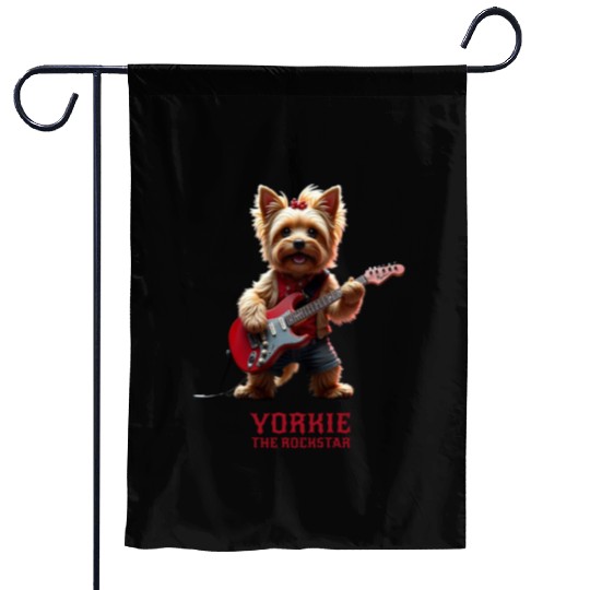 Yorkie the Rockstar Garden Flags