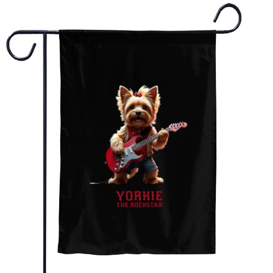 Yorkie the Rockstar Garden Flags