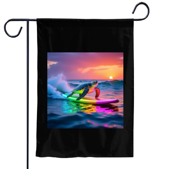 sea turtle design neon turtle Garden Flags