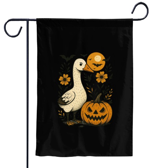 Goose Halloween Fall Silly Goose Boho Flower Garden Flags