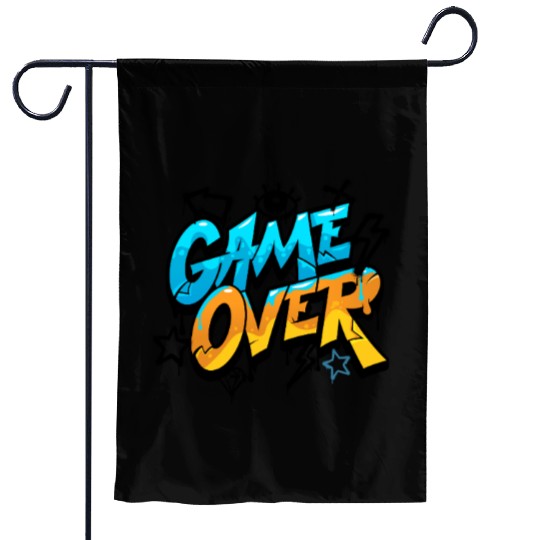 Blue and Yellow Graffiti Game Over Garden Flags 2025