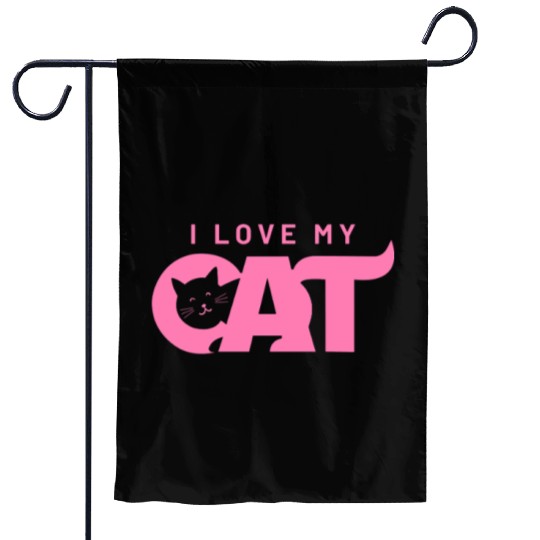 I Love My Cat – Cute Pink Cat Face Graphic Garden Flags
