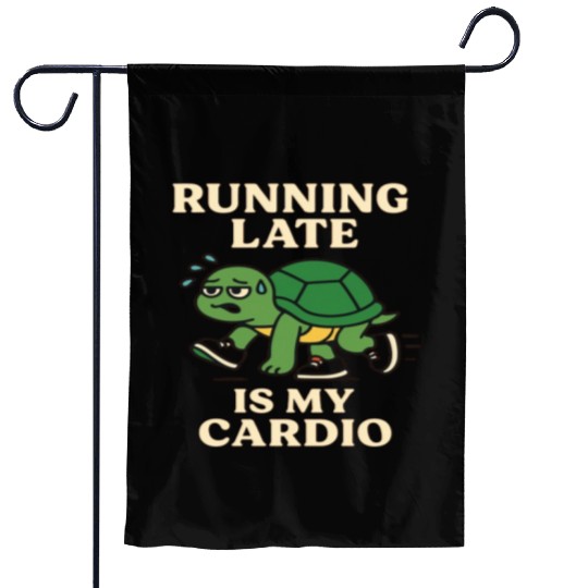 Running Late Turtle Relatable Fitness Garden Flags