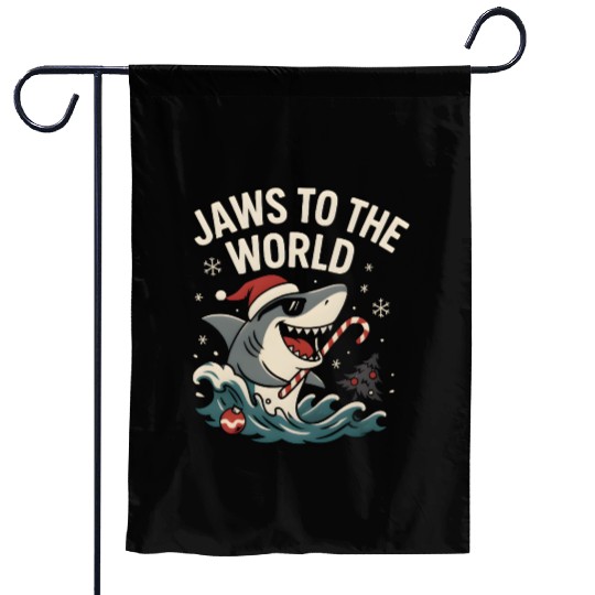 Jaws to the World – Christmas Shark Attack Garden Flags